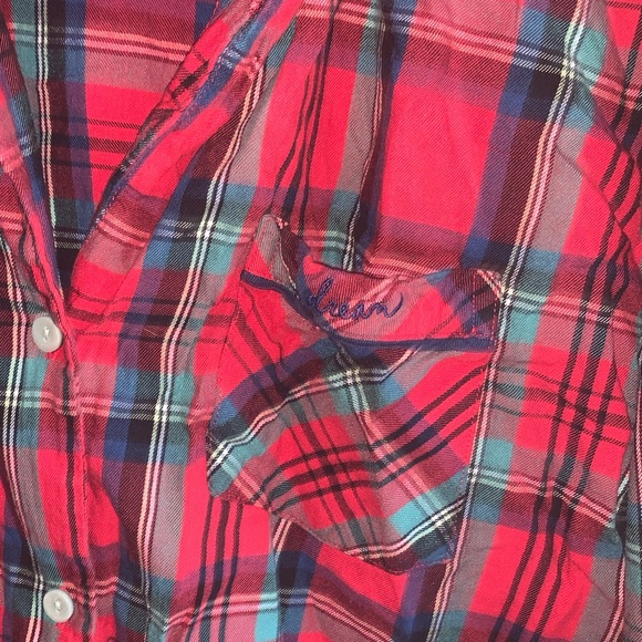 Victoria’s Secret red plaid flannel “Dream” sleep shirt size XS - Picture 2 of 3